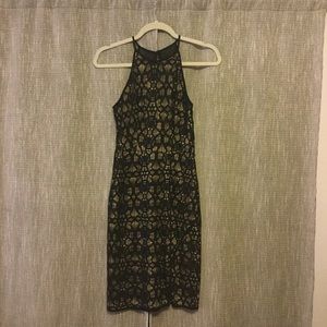 Bisou Bisou Black & Tan Bodycon Cocktail Dress